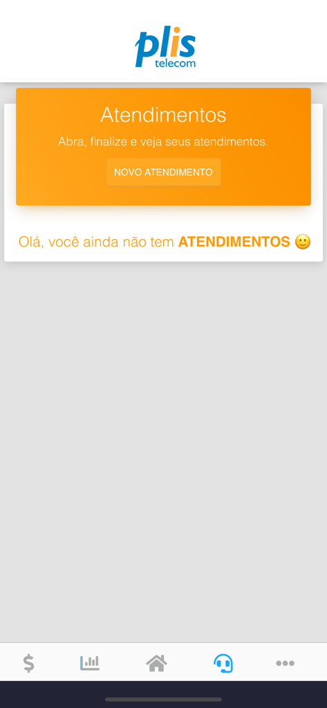 Plis Telecom - Customer support section of the Plis Telecom app showing service ticket options