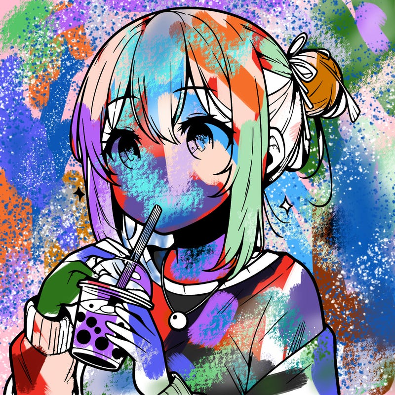 manga character drinking boba