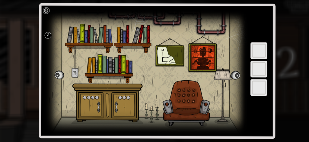 A Diary Of Darkness - A spooky room with bookshelves, an armchair, and hidden objects in the game A Diary Of Darkness.