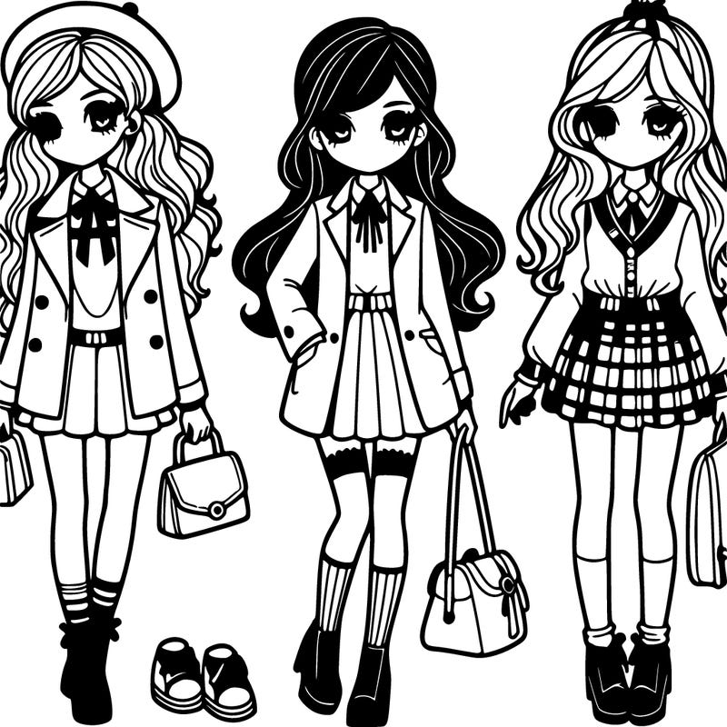 fashion girls to school.