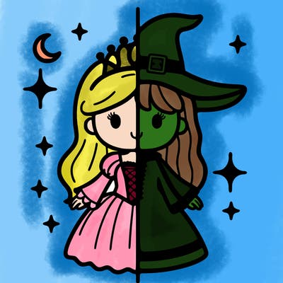 split princess and witch