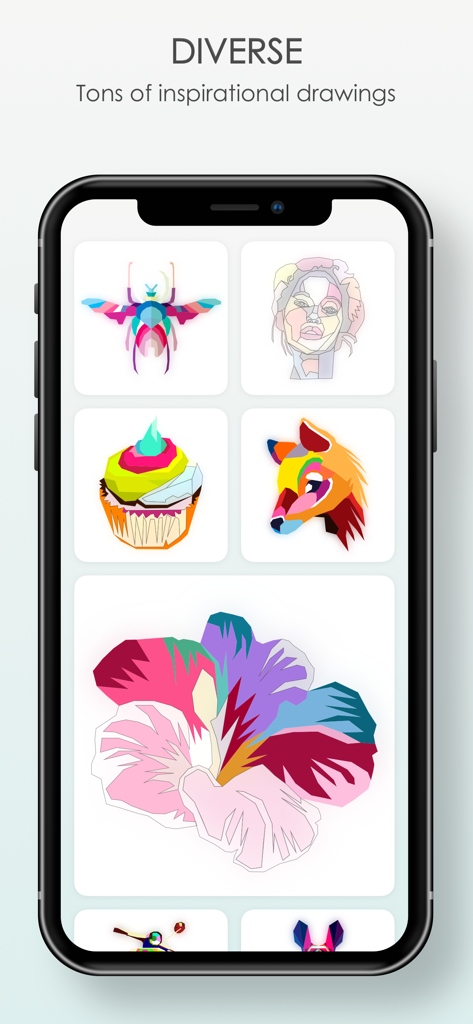 Pop Art Jigsaw HD Puzzle Games - Smartphone screen showing a diverse collection of colorful pop art jigsaw puzzles including animals and flowers.