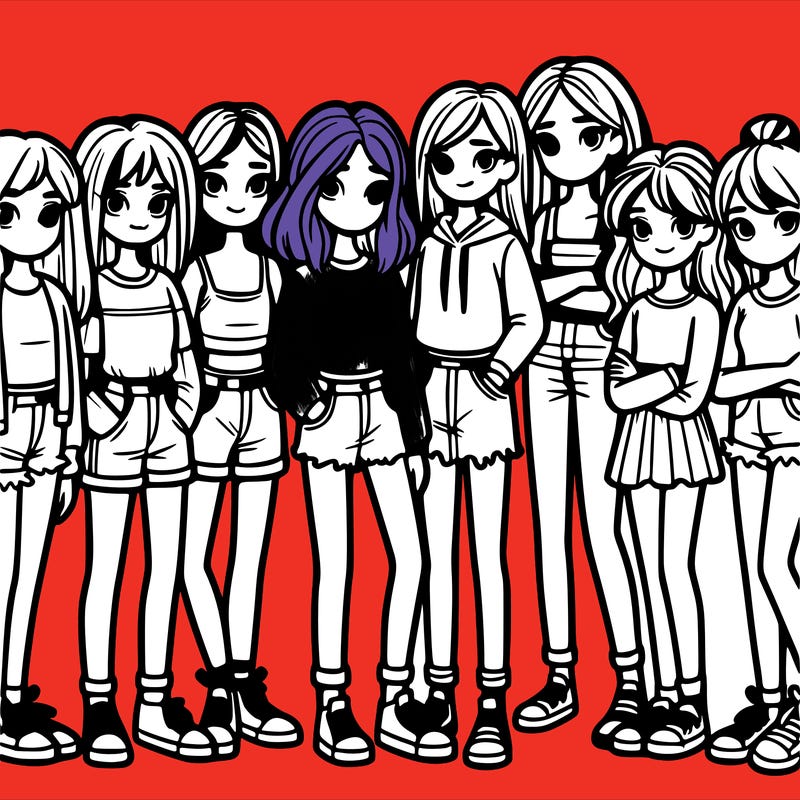 a group of 8 teenage girls standing next to each other