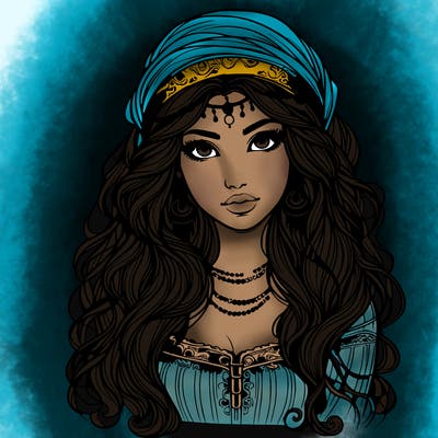 realistic beautiful mysterious gypsy girl