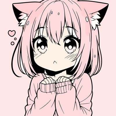shy anime catgirl