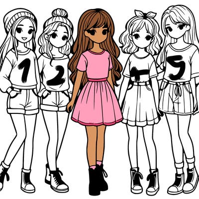 a group of five girls