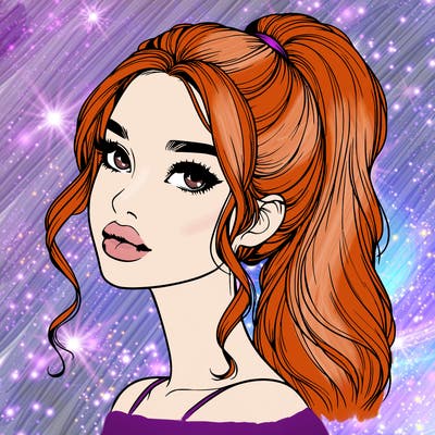 realistic girl with a ponytail on her hair and lips