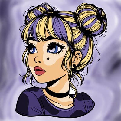 realistic girl with spacebuns
