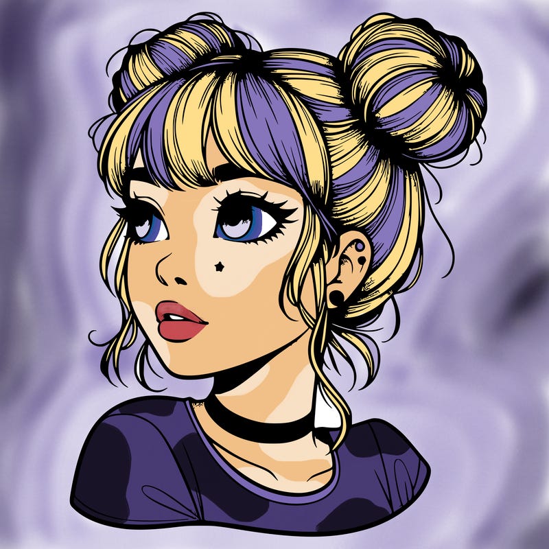 realistic girl with spacebuns