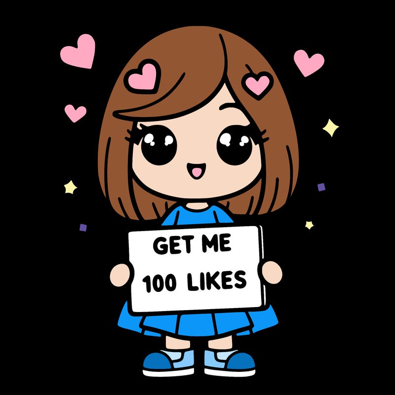 a girl with a sign that says get me 100 likes