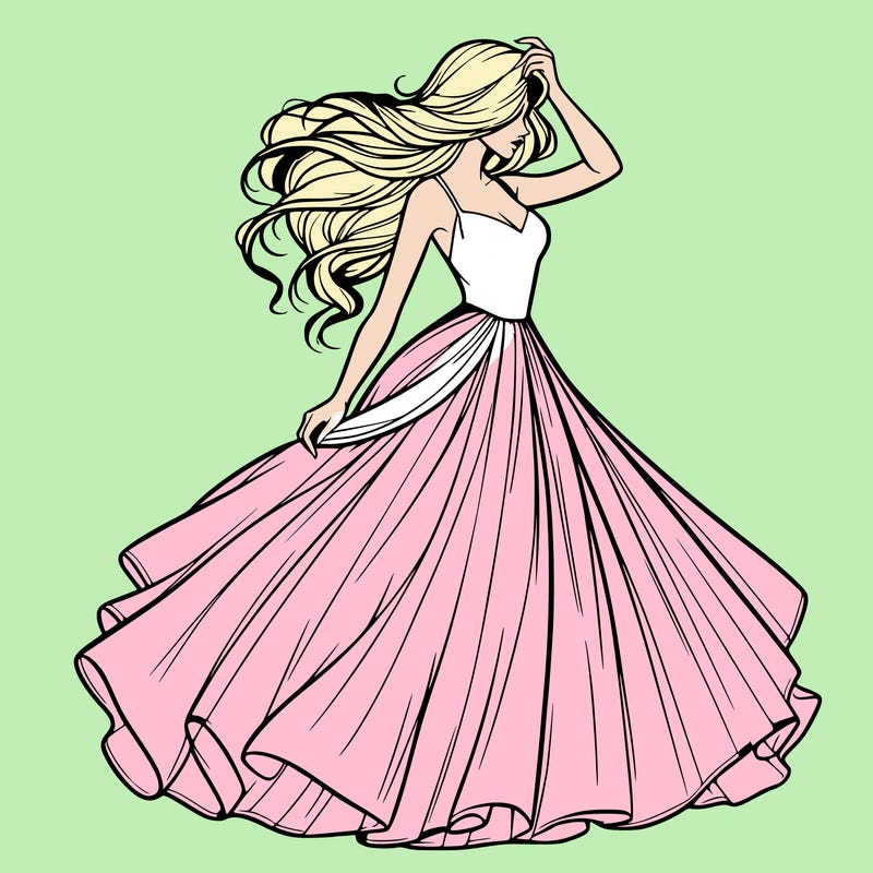 realistic woman with dress flowing in the wind