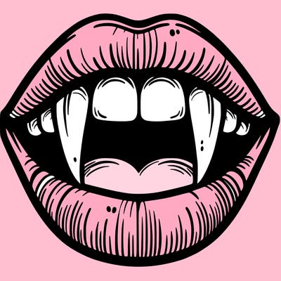 lips with vampire teeth