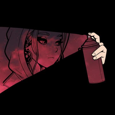 a realistic girl, spray painting