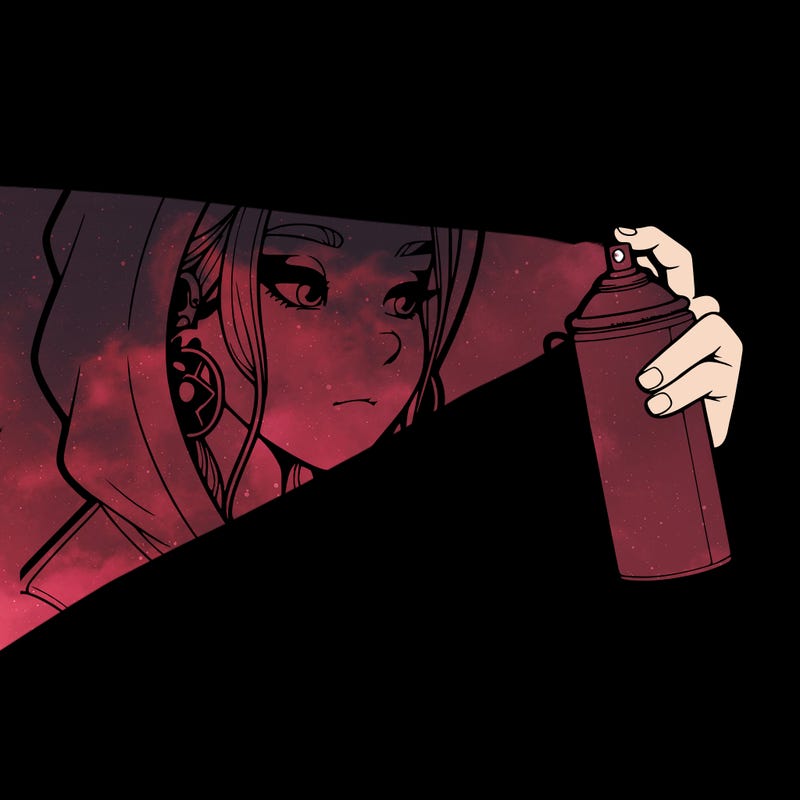 a realistic girl, spray painting