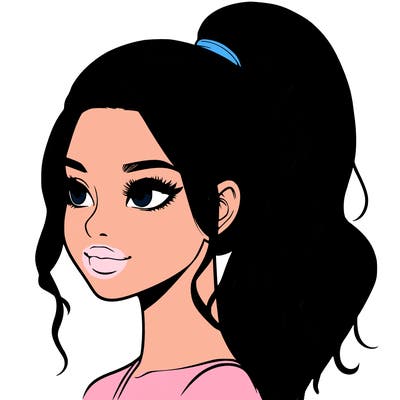 realistic girl with a high ponytail