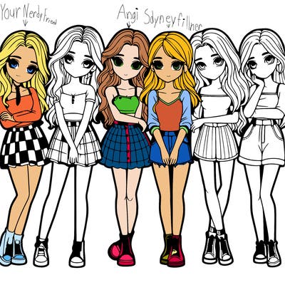 a group of girls realistic