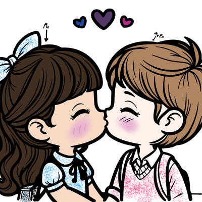 boy and girl kissing