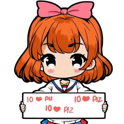 cute anime girl holding a sign