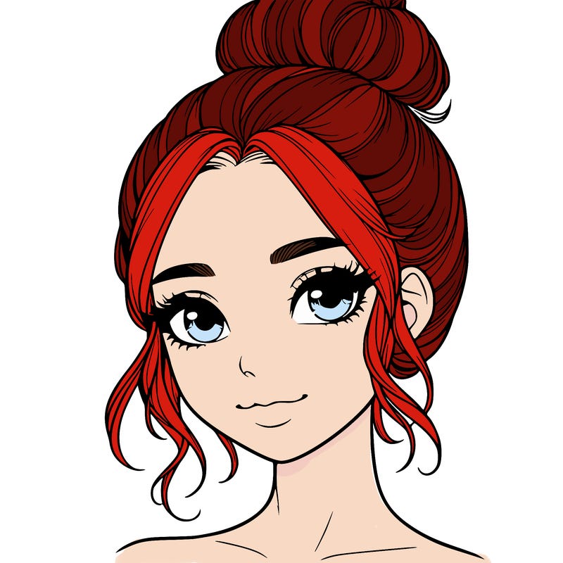 realistic pretty girl with hair in bun