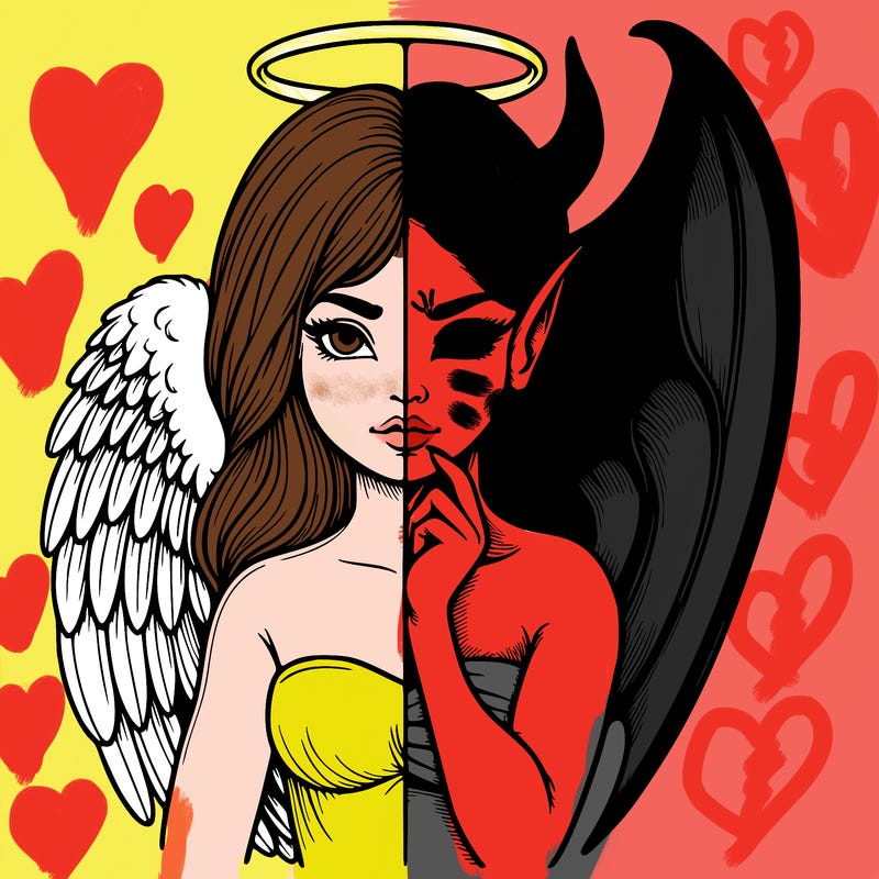 realistic angel half demon