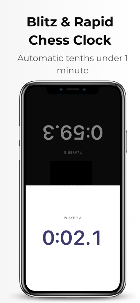 Chess Clock – Tournament Timer - Interfaz de reloj de ajedrez digital para torneos relámpago y rápidos con visualización de décimas de segundo.