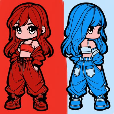 girl in crop top and baggy pants