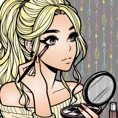 a realistic girl doing her makeup