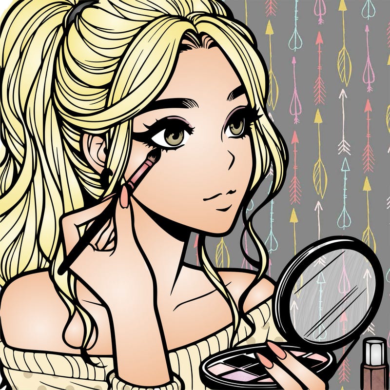 a realistic girl doing her makeup