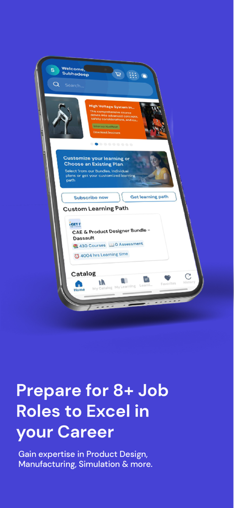 iGETIT - Upskilling Engineers - iGETIT app on a smartphone showing engineering course bundles and personalized learning paths for professionals