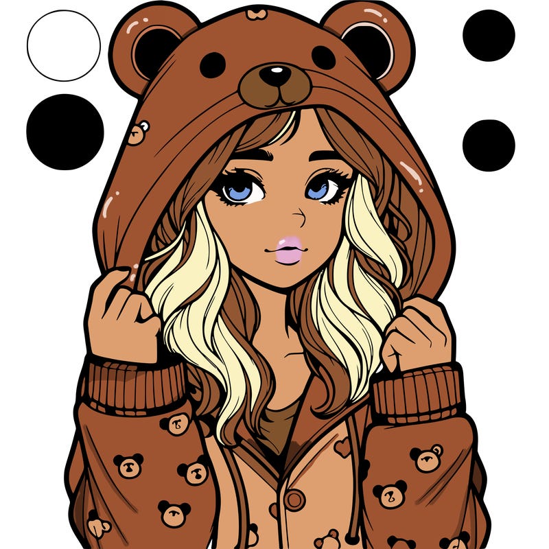 realistic girl in a animal pjs hoodie