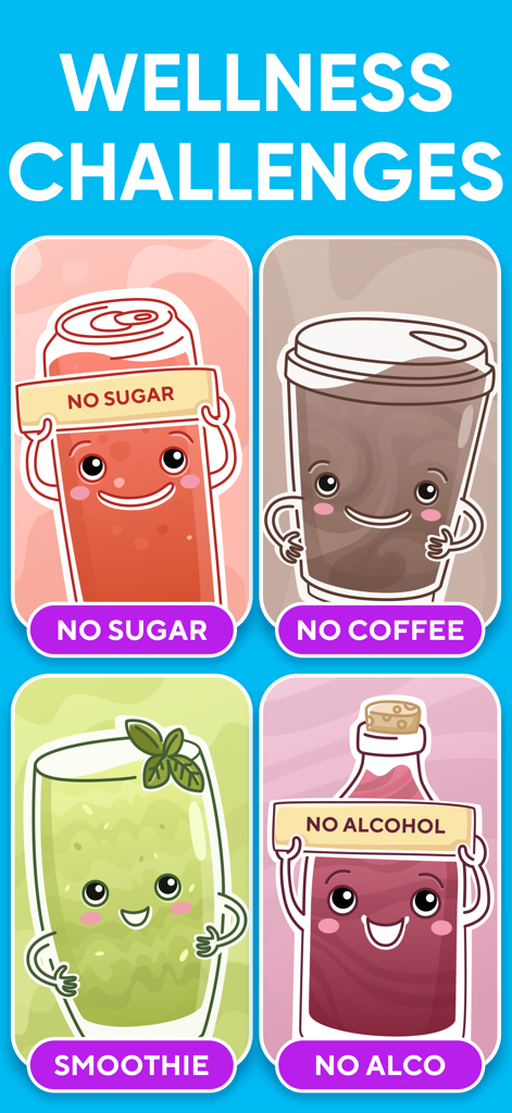 Water Tracker by Water.Mate - Water Mate wellness challenges for no sugar no coffee smoothies and no alcohol