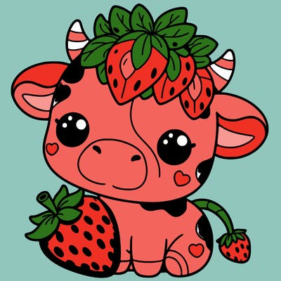 cute strawberry cow