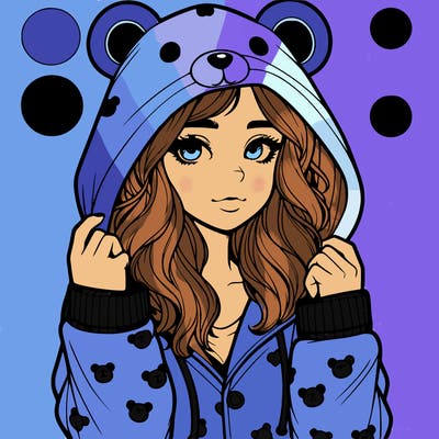 realistic girl in a animal pjs hoodie