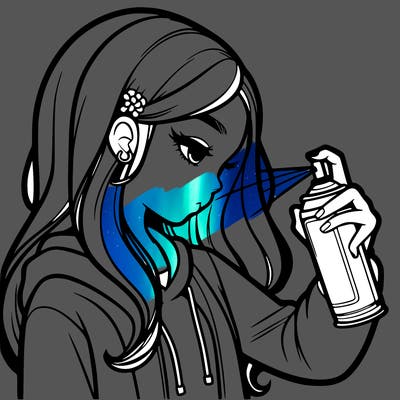 a realistic girl spray painting