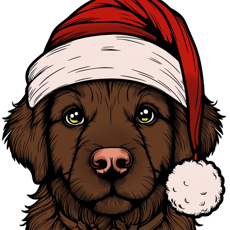 realistic dog with a christmas hat