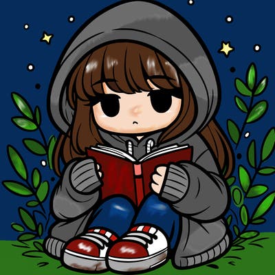 girl in oversized hoodie reading a book