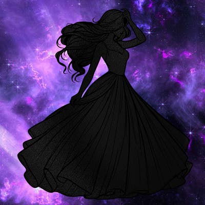 realistic woman with dress flowing in the wind