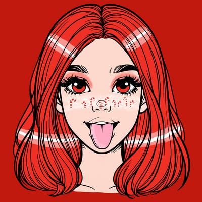 realistic girl with her tongue out