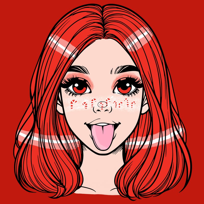 realistic girl with her tongue out