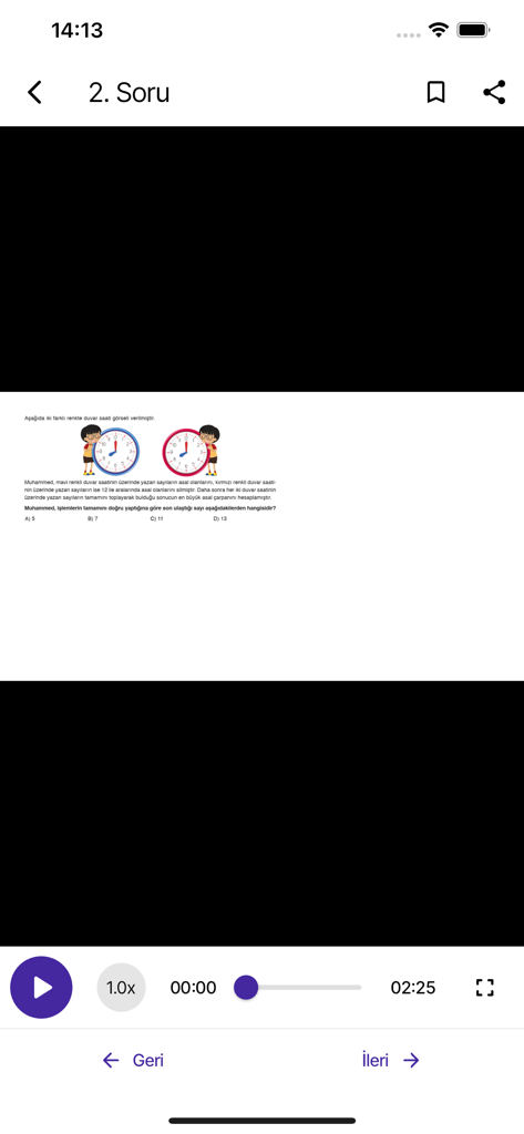 Video player interface in the Kafa Dengi app showing a step by step solution for a math question