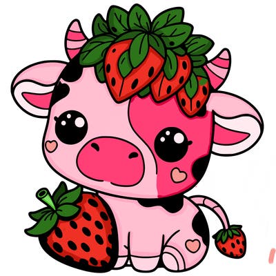cute strawberry cow