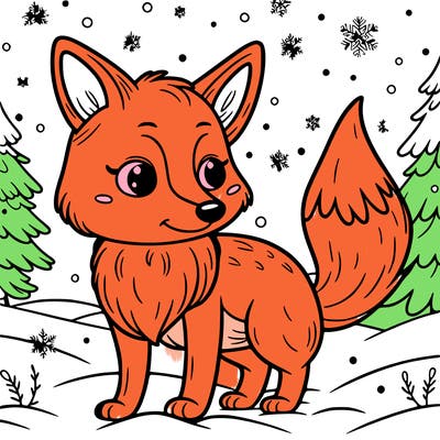 a fox in the snow