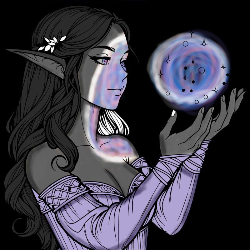 realistic elf girl doing magic