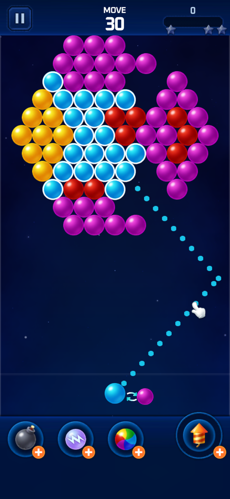 Bubble Star Plus : BubblePop! - Classic bubble shooter gameplay screen with colorful bubbles and boosters