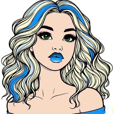 realistic girl with wavy hair and lips