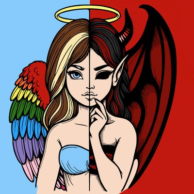 realistic angel half demon