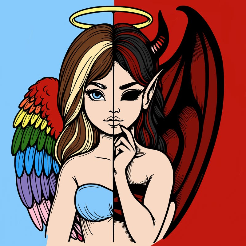 realistic angel half demon