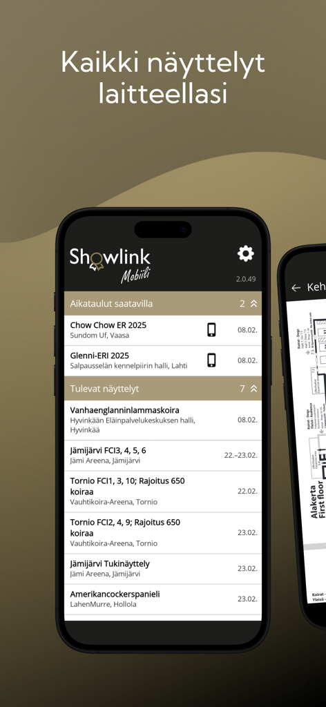 Showlink - Showlink app displaying upcoming dog show schedules and exhibition details