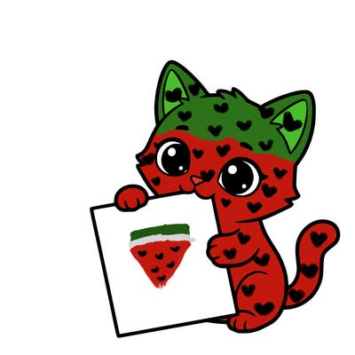 a small cat with a blank sheet of paper in its hand. the cat is sooooooo cute!