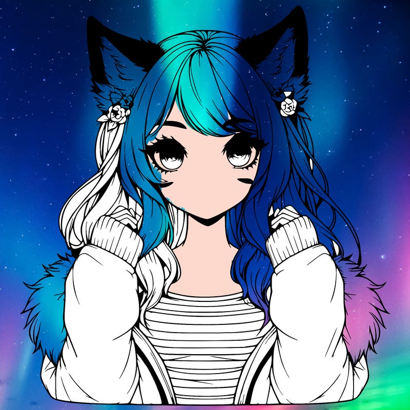 detailed and realistic girl with wolf ears